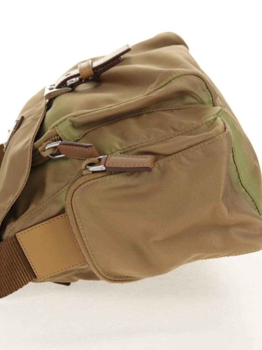 PRADA Shoulder Bag Nylon Khaki Silver Auth fm4987 - Picture 4 of 16